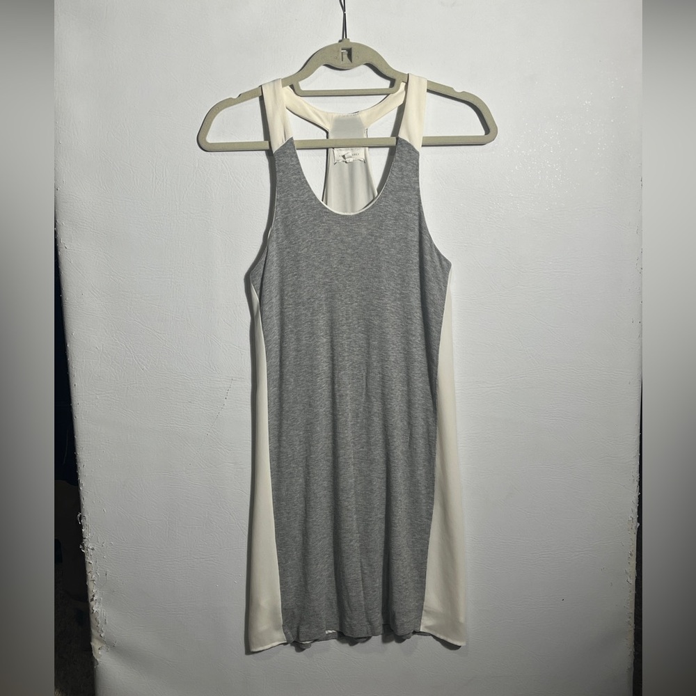 Lou & Grey Gray and Cream Racer Back Color Block Midi Dress XS